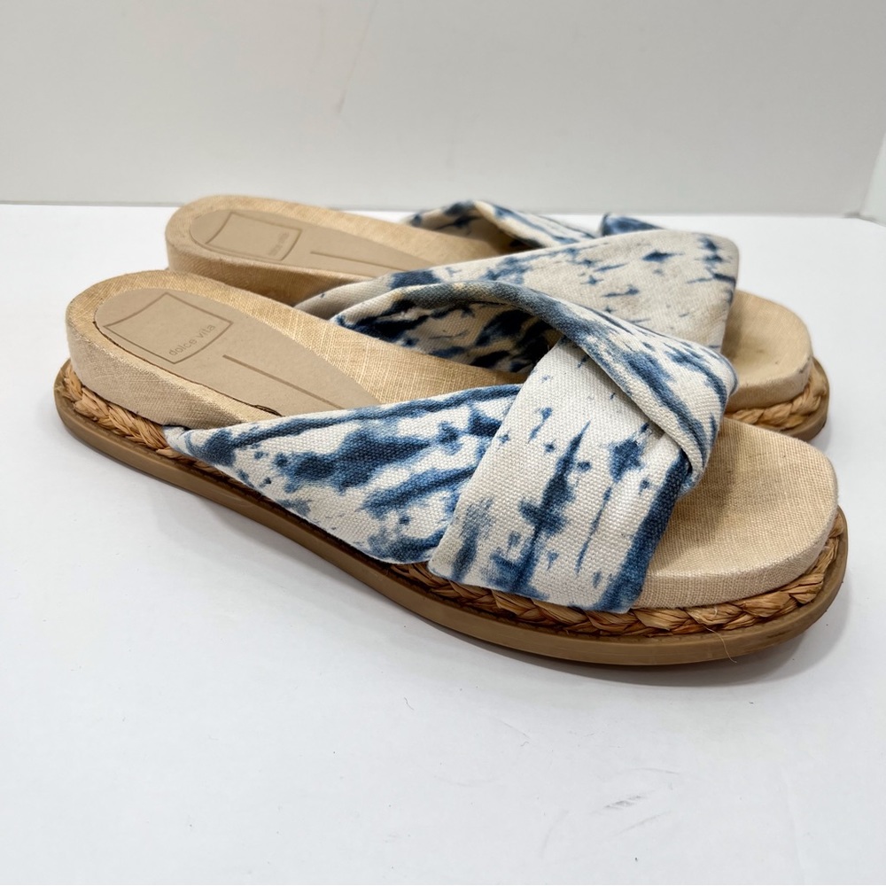 dolce vita Blue/White Espadrille Fabric Tie Dye Sandals